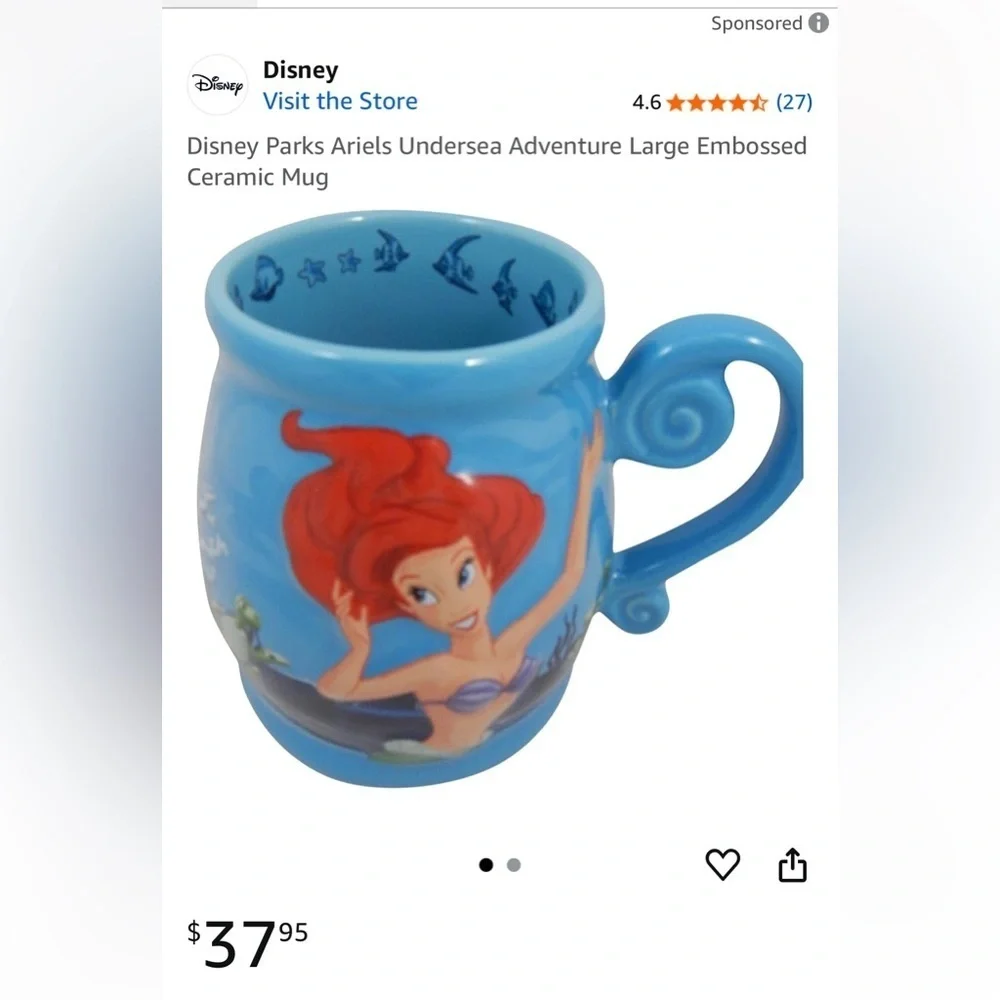 Disney Parks 35th Anniversary Little Mermaid Mug
